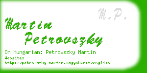 martin petrovszky business card